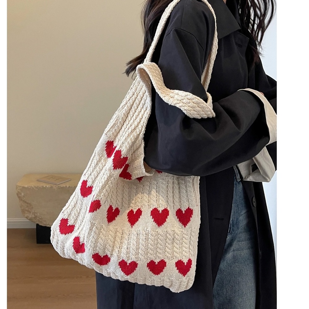 Handmade Crochet Medium Size High Capacity Shoulder Tote Bag